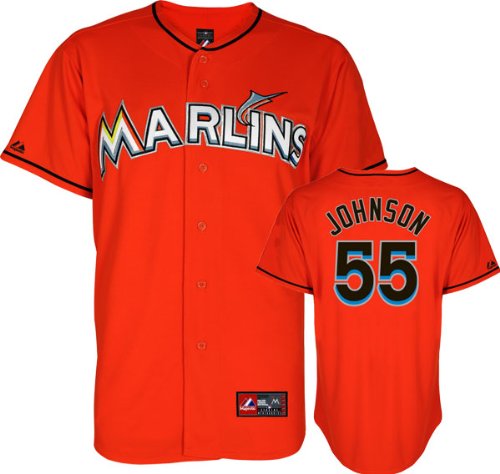 Josh Johnson Jersey: Youth Miami Marlins #55 Alternate Firebrick Replica Jersey