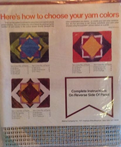 Malina Latch Hook Pattern 100% Cotton Canvas Squares 20" X 27"