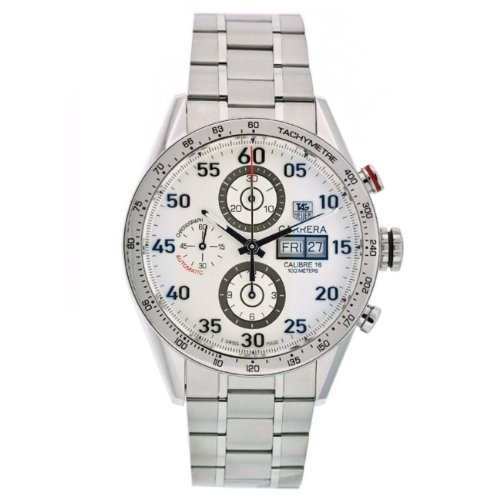 Stainless Steel Carrera Silver Dial Chronograph Link Bracelet