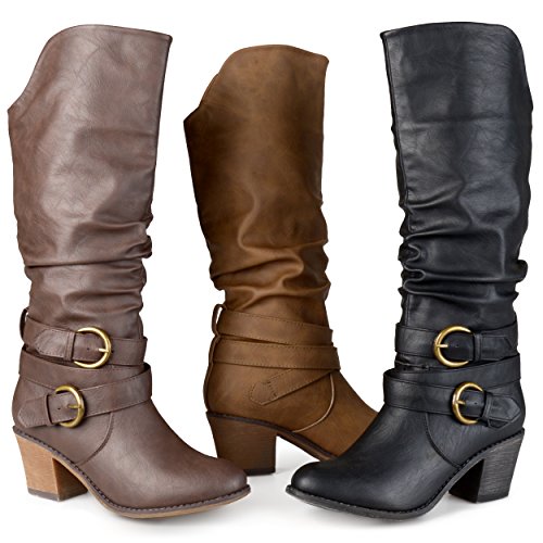Brinley Co. Womens Slouch Buckle High Heel Boots