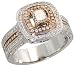 14k White Gold 1/2 (12mm) wide Fancy Solitaire Ring, w/ 1.00 Carat Brilliant Cut & Princess Cut Diamonds