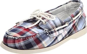 Sebago Women's Seashore Two-Eye Boat Shoe, Blue/Red, 5.5 M US