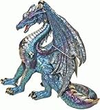 Single, Green or Blue Fantasy Dragon with Jewel Statue Figurine 11 (Makes a Great Gift)