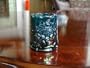 Bermuda Blue Carnival Glass Wreath & Cherry Toothpick Holder