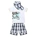 PanDaDa Baby Boys T-shirt Sets Short Sleeve Plaid Shorts Pants Hat Kids Outfits