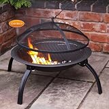 Lawn & Patio - Gardeco Lucio Portable Fire Bowl/Firepit with BBQ Grill and Carry Bag