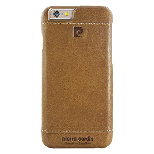 iPhone 6 6s Case, Pierre Cardin Premium Genuine Leather Slim Hard Case Back Cover Skin for Apple iPhone 6 6s 4.7 inch (Brown)