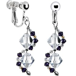 Handcrafted Austrian Crystal Spiral Drop Clip On Earrings