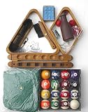 Pool Table Accessory Kit W Marble Ball Set Cue Rack New