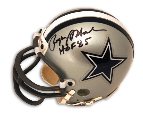Roger Staubach Autographed/Hand Signed Dallas Cowboys Mini Helmet Inscribed ''HOF 85''