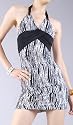 LINDSAY Abstract Matrix Wave Halter Dress