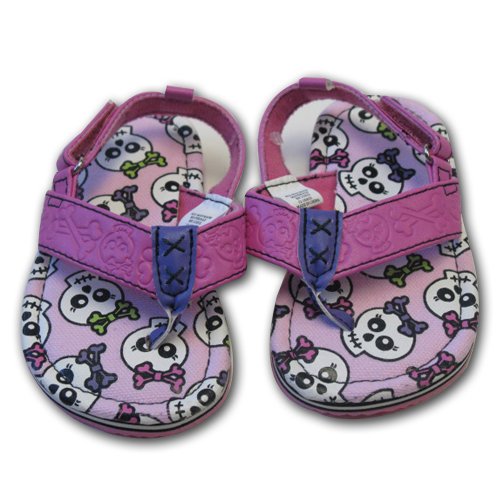 Infant Toddler Pink Thong Sandal with Skull Designs