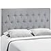 Modway Clique Tufted Button Diamond Pattern Linen Fabric Upholstered King Headboard in Gray