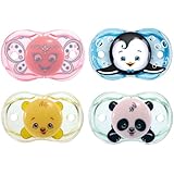 RazBaby Keep-It-Kleen Pacifiers - Pack of 4 (Betty Butterfly, Ethan Penguin, Bobby Bear & Panky Panda)