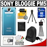 Sony Bloggie MHS-PM5 1080 HD Video Snap Camera Camcorder (Blue) + 8GB Card + Battery + Case + Accessory Kit