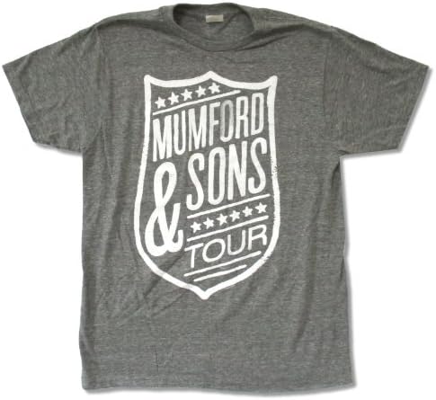 Adult Mumford & Sons "Shield Tour Aug-Sept" Heather Grey Slim Fit T-Shirt (Medium)