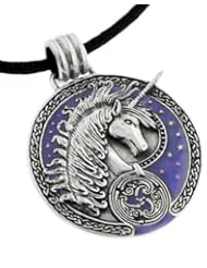 Courtney Davis Sterling Silver Purple Celtic Unicorn Medallion Pendant Necklace