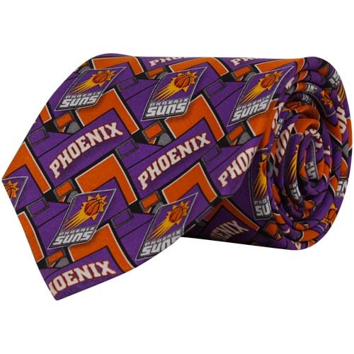 Phoenix Suns Purple Block Pattern Silk Tie