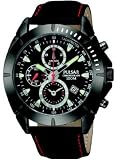 Pulsar Men's PF8305 Sport Chronograph Black Dial Leather Strap Watch
