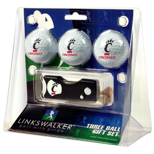 Cincinnati Bearcats Ncaa 3 Golf Ball Gift Pack W/ Spring Action Divot Tool