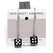 10mm Dice Dangler Earrings, Black w/White