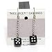 10mm Dice Dangler Earrings, Black w/White