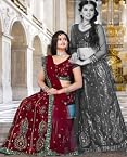 Maroon Net Embroidered Lehenga Choli TSGW5083a