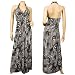MidNight Black Zebra Print Deep V-Neck Empire Waist Maxi Cocktail Halter Plus Size Dress