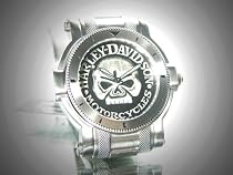 Harley-Davidson&reg; Bulova Mens Watch, Antique Medallion Skull Dial, 76A11