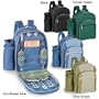 Capri Insulated Picnic Backpack w/ Wine Duffel & Deluxe Service For 2 (Green)