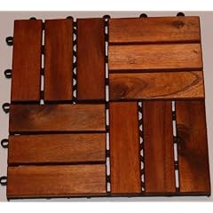 Holzfliesen aus Akazienholz 30 x 30 x 2,4 cm mit Kunststoffgitter als Dr�nage und zum einfachen Verlegen, aus Hartholz ++ Design 1