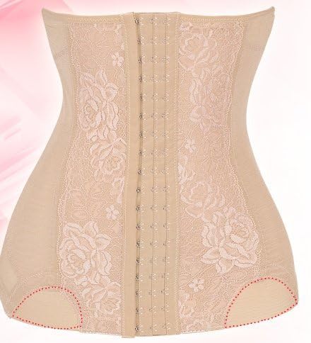 Breathable Postpartum Waist Belly Slim Body Shaper Corset Cincher Trimmer Girdle Beige and Black (M)