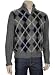 Malo Mens Navy & Gray Thick Cashmere Argyle Cardigan Sweater Small S Euro 48 Zip Front Bomber