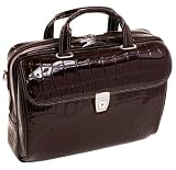 Siamod Settembre Italian Croco Leather Briefcase Bag Travel Luggage Laptop Case CHOCOLATE
