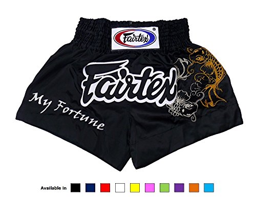 Fairtex Muay Thai Boxing Shorts BS0639 My Fortune Black with Koi Carp Embroidary Size L