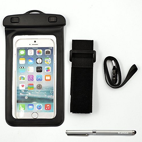 Katloo Universal Waterproof Case Bag for iPhone 6s Plus, 6 Plus, Samsung Galaxy Note5,4,S6 Edge Plus. Best Water Proof, Dust Dirt Proof, Snowproof Pouch for Cell Phone up to 6 inches+Capacitive Pen