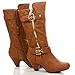 Elvina22K Tan Childrens Girl Low Heel Quilted Knee High Riding Boots