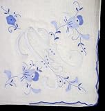 Cotton Handkerchief with Large Monogram Embroidery in Blue