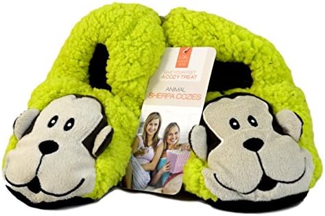 Animal Sherpa Cozies Womens Plush Slippers (L-XL (8-10), Monkey)
