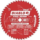Freud D0748F Diablo Steel Demon 7-1/4 48 Tooth TCG Ferrous Metal Cutting Saw Blade with 5/8 inch Arbor, Diamond Knockout, and PermaShield Coating