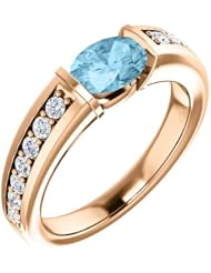 14K Rose Gold 7.00x5.00mm Oval Cut Aquamarine and Diamond Ring -- LIFETIME WARRANTY