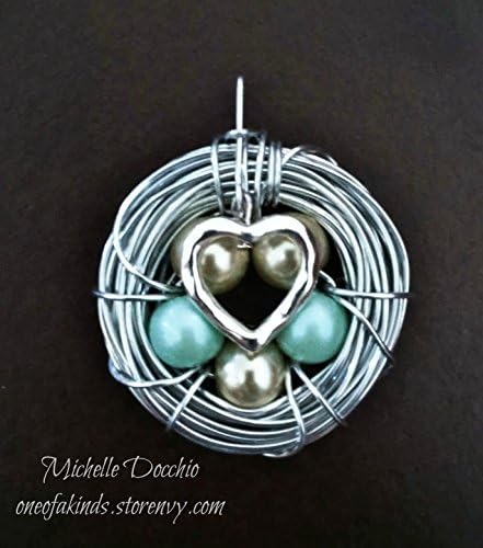 Bird nest pendant necklace/Heart
