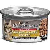 Pro Plan Canned Cat Food, Adult Classic Chicken and Liver Entrée (Pack of 24 3 Ounce Cans)