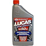 Lucas Oil 10765-6PK SAE 50 WT Synthetic Motorcycle Oil - 1 Quart Bottle, (Case of 6)