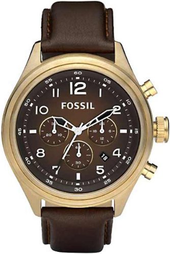 Fossil Dress DE5002 Leather Watch Brown with Vintaged Bronze