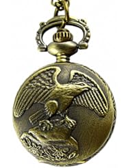 Youyoupifa Wholesale 5pcs/lot Bronze Eagle Pattern Case Quartz Pocket Watch