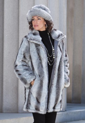 Roamans Plus Size Short Faux Fur Coat
