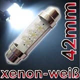 Produkt-Bild: LED Glas Soffitte 6 LEDs Wei&szlig; 42mm L&auml;nge 12V Kfz Lampe f&uuml;r zB. Innenraumbeleuchtung