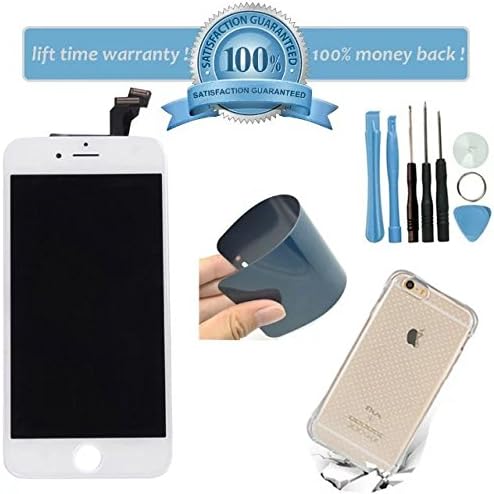 ElecAir AAA LCD Digitizer Assembly to fix Apple w/ Broken / Cracked Lens / Panel / Display, Replacement screens for iPhone 6S 4.7" in White, Free TPU Case Repair Tools Kit Nano Soft Tempered Glass