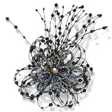Black Beaded Floral Pin